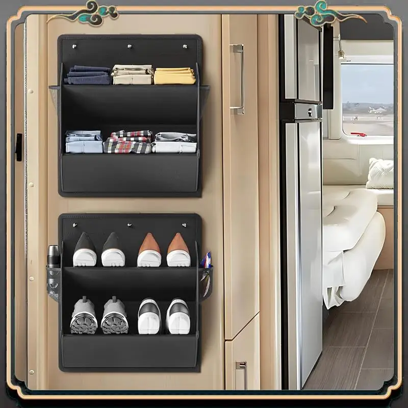 

Premium 2 Pack RV Shoe Storage With Sticky Adhesive Tape, Over The Door Shoe Rack,Wall Hanging Shoe Organizer With Pockets