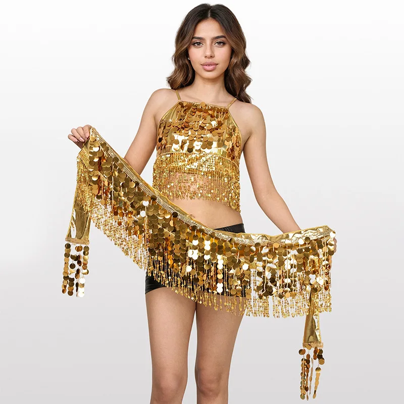 Trajes de desempenho de festa conjuntos de dança do ventre dança indiana correntes de cintura lantejoulas borlas toalhas de quadril trajes de desempenho