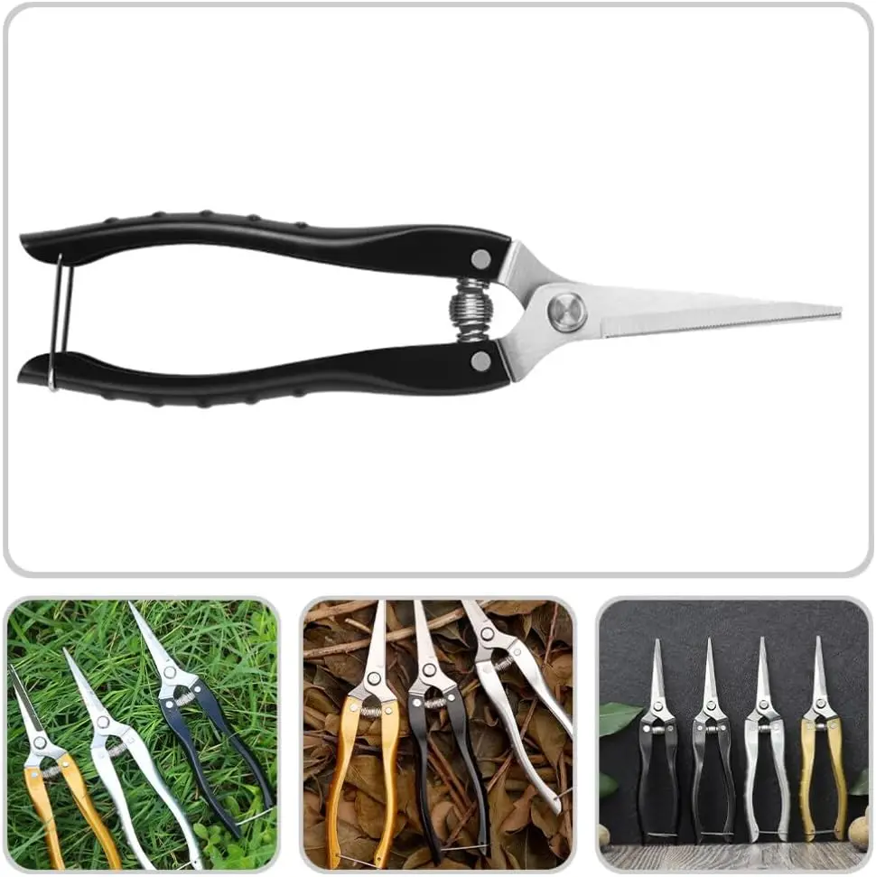 Garden Pruning Shears Stainless Steel Blades Handheld Pruners Garden Pruning Scissors Plant Shears Gardening Tools Black Indoor