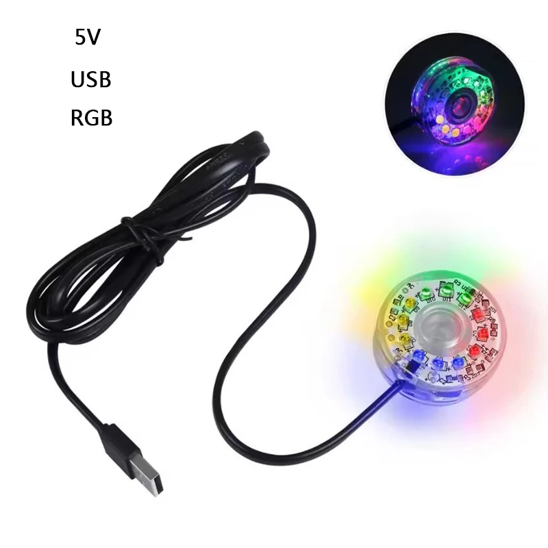 Mini LED Fish Tank Light Fishing Light Aquarium Light USB Powered Waterproof Underwater Lamp RGB Ocean Light Fountain Decoration
