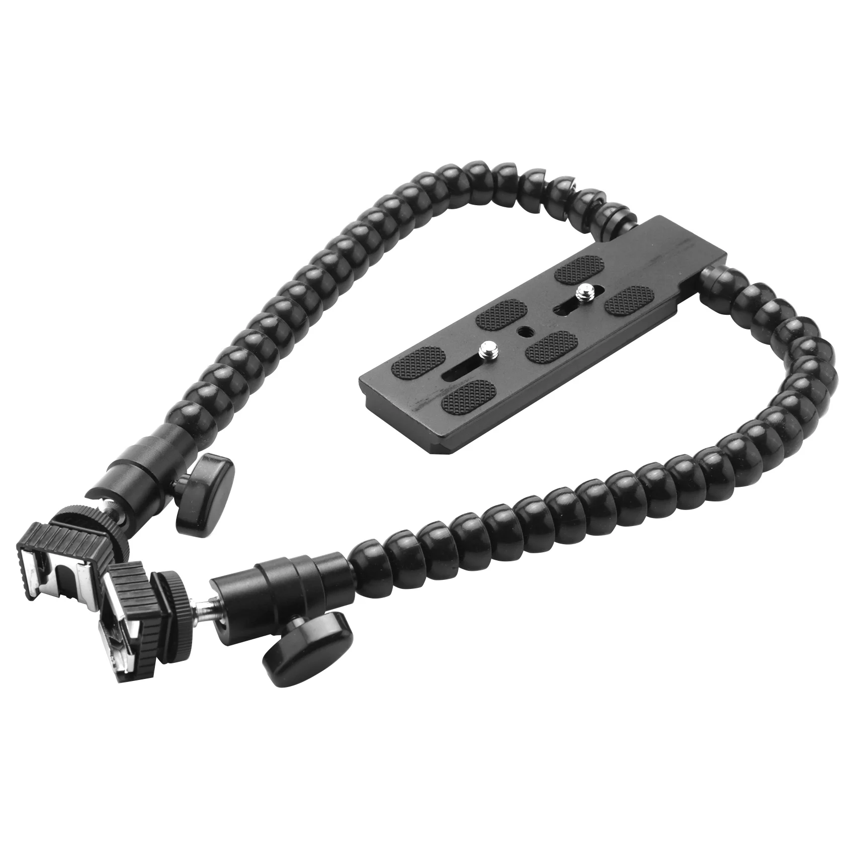 Double Magic Baru Fleksibel Dual Arm Hot Shoe Flash Bracket Mount Holder untuk Canon Nikon Pentax Makro Shot Aksesoris Kamera