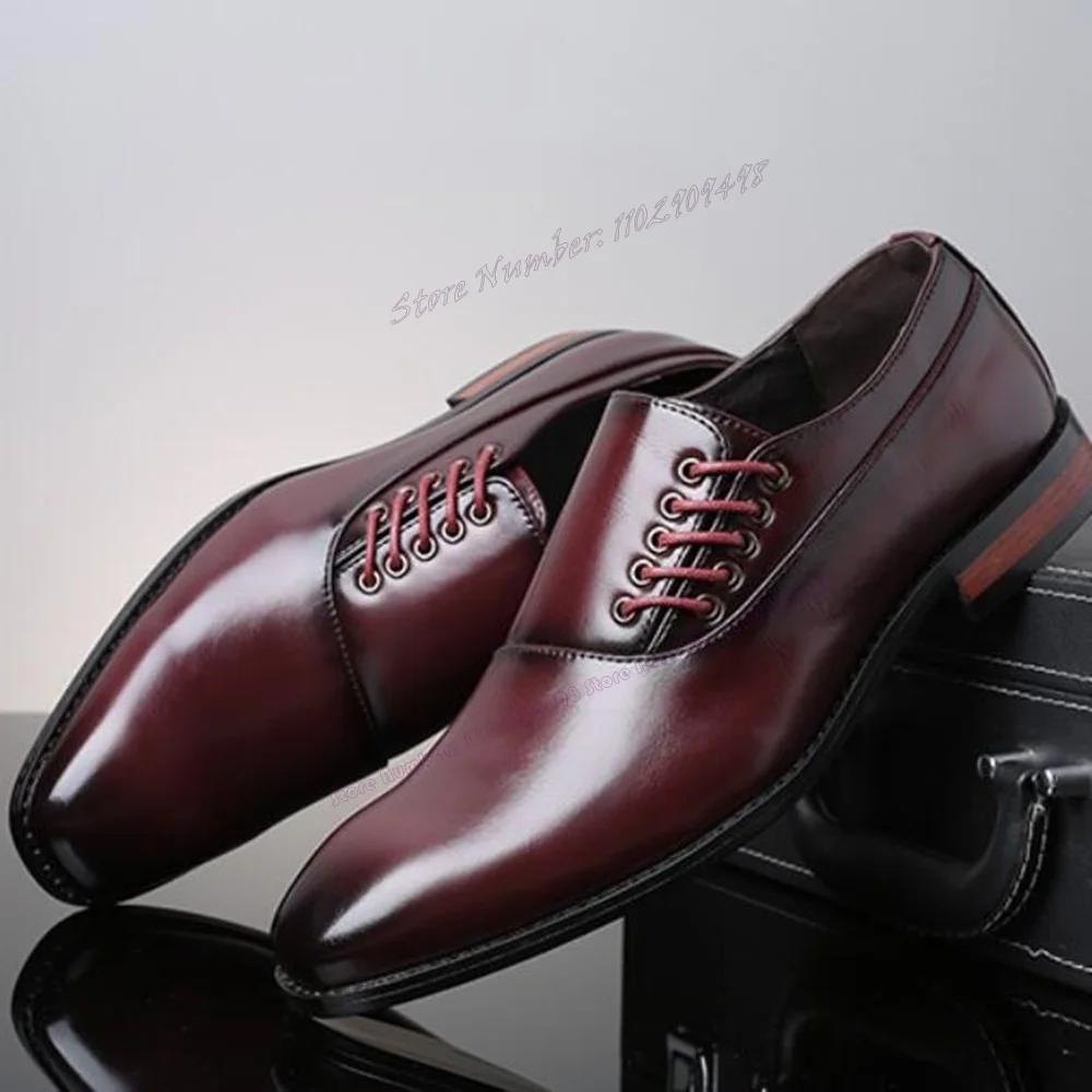 Vintage Lace Up Men's Dress Shoes Matte Leather Chunky Heels Luxury Loafers Shoes Business Party Shoes 2023 Zapatos Para Hombres