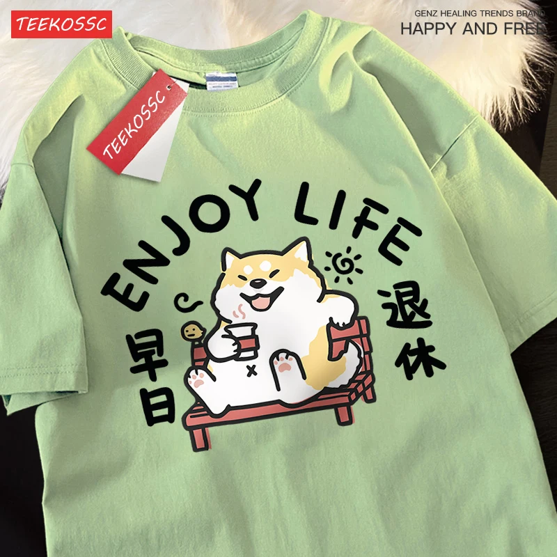 Camisetas de algodón de gran tamaño para padres e hijos, ropa informal a la moda, con diseño de perro, para verano