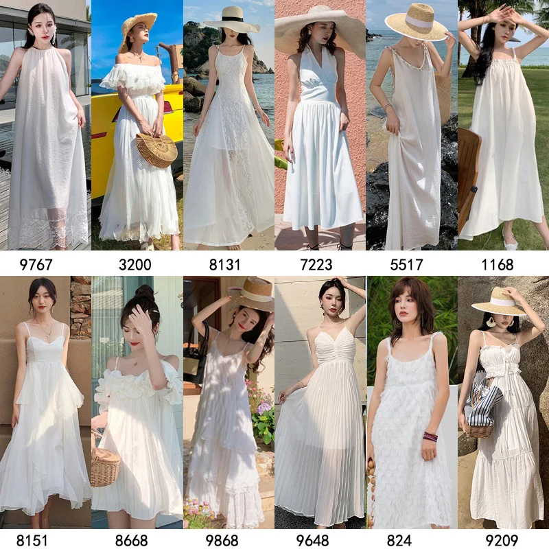 Thailand Sanya Seaside Vacation Beach Skirt White Fairy Dress Small  Slimming Backless Sling Dress