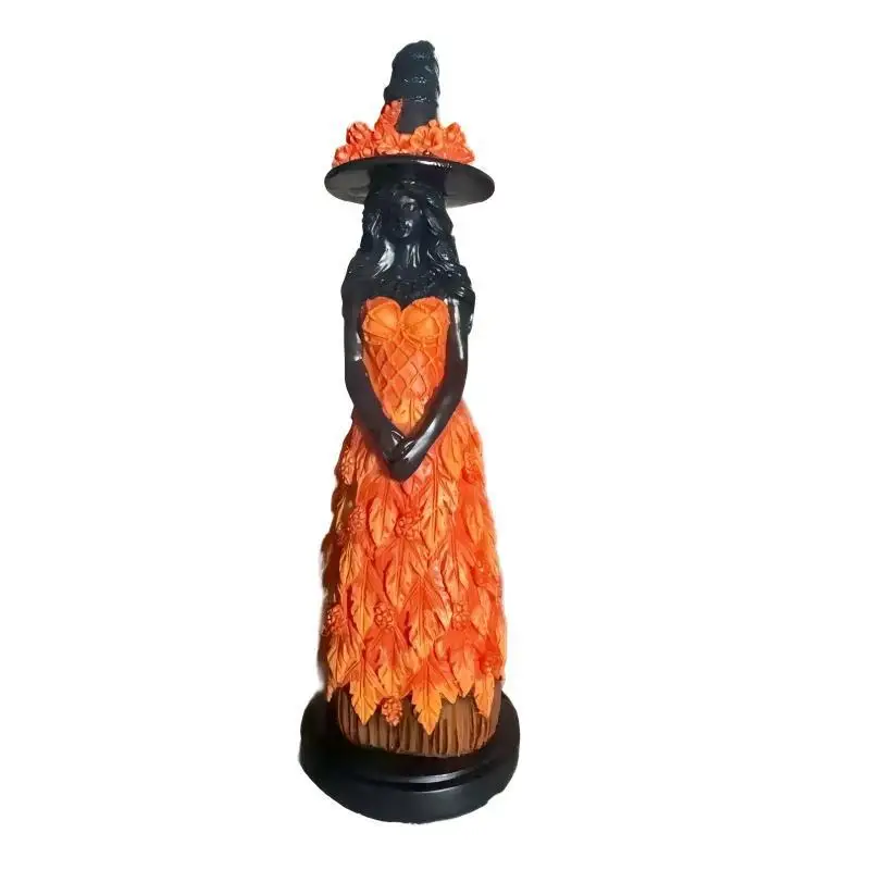 New Resin Craft Halloween Four Color Autumn Leaves Witch Figure Window Display Desktop Atmosphere