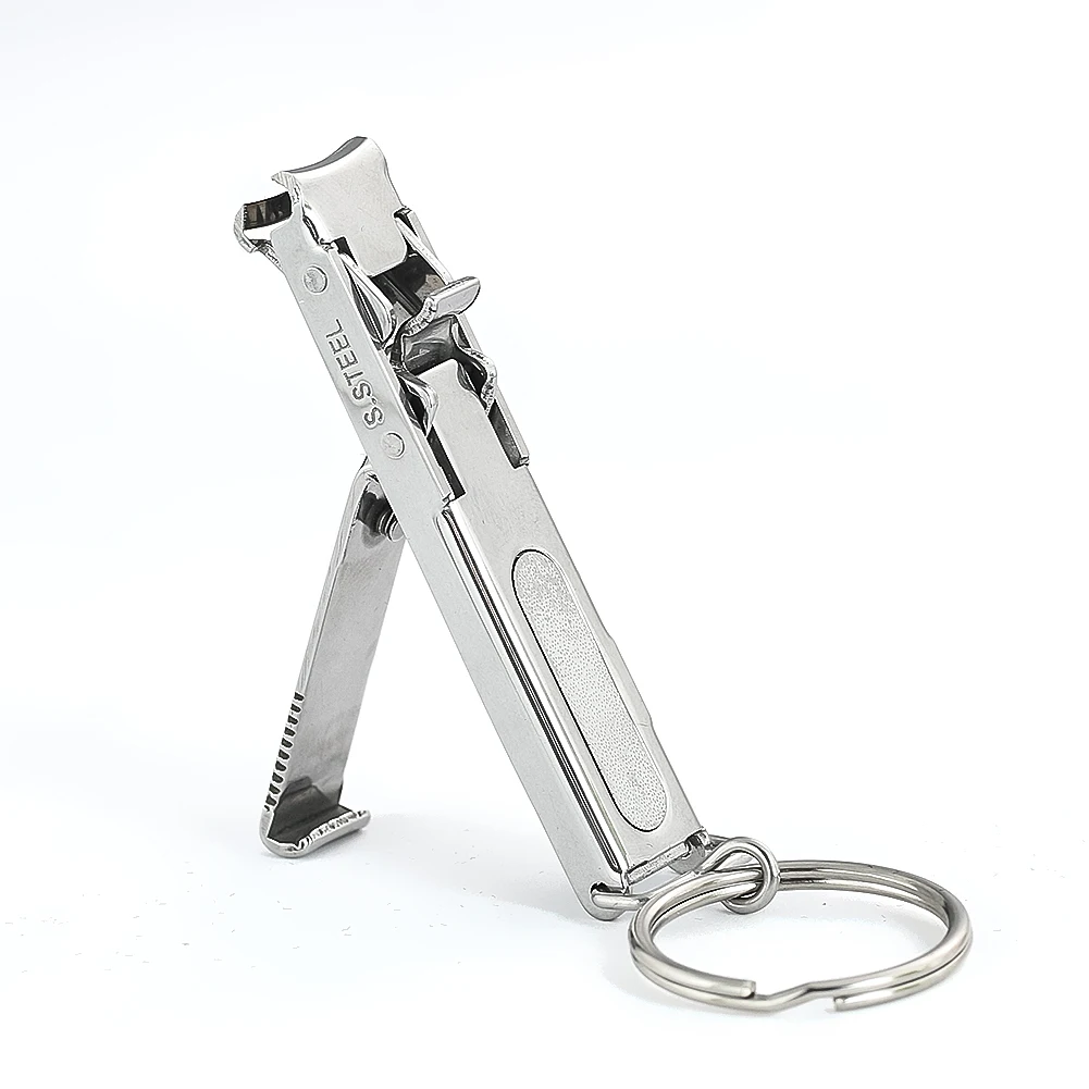 Stainless Steel Folding Nail Clipper Keychain Multifunctional Trimming Tools Key Ring Backpack Pendant Portable Manicure Supply