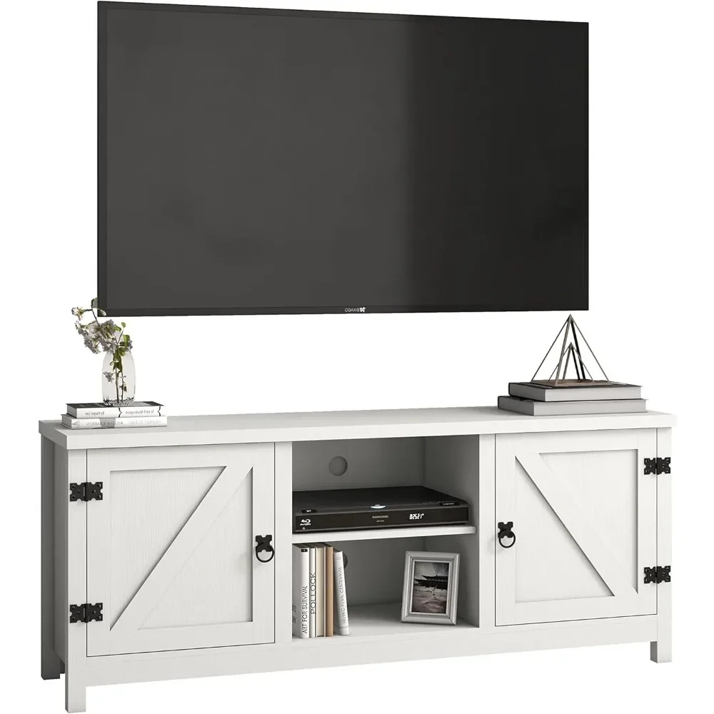 

Modern Farmhouse TV Stand for 65 Inch TV Entertainment Center With Storage and Open Shelves Bedroom (White for 32