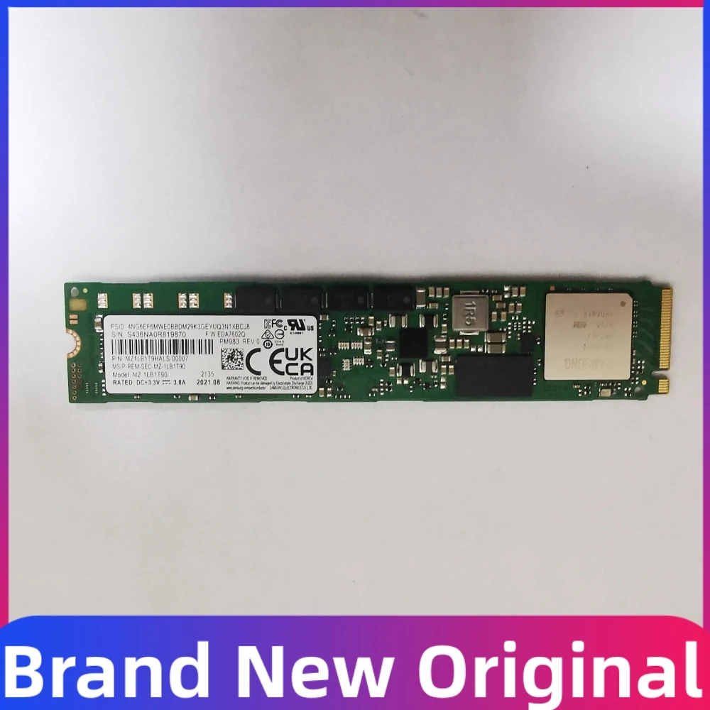 PM983 1.92T ssd 솔리드 스테이트 드라이브, 22110 nvme 프로토콜, PCEI3.0 독립 캐시 전원 차단 보호, 오리지널 신제품