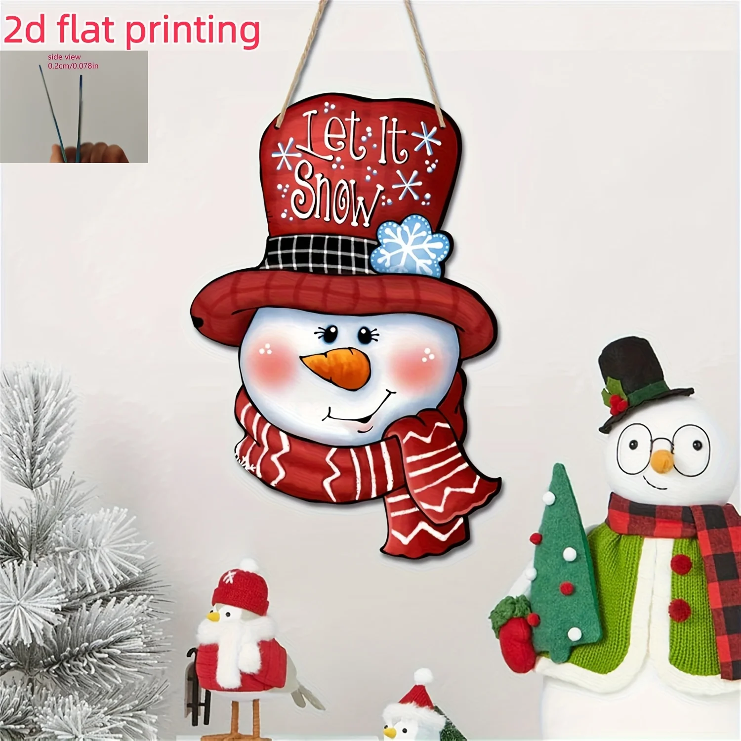Christmas Snowman Wooden Hanging Sign, 