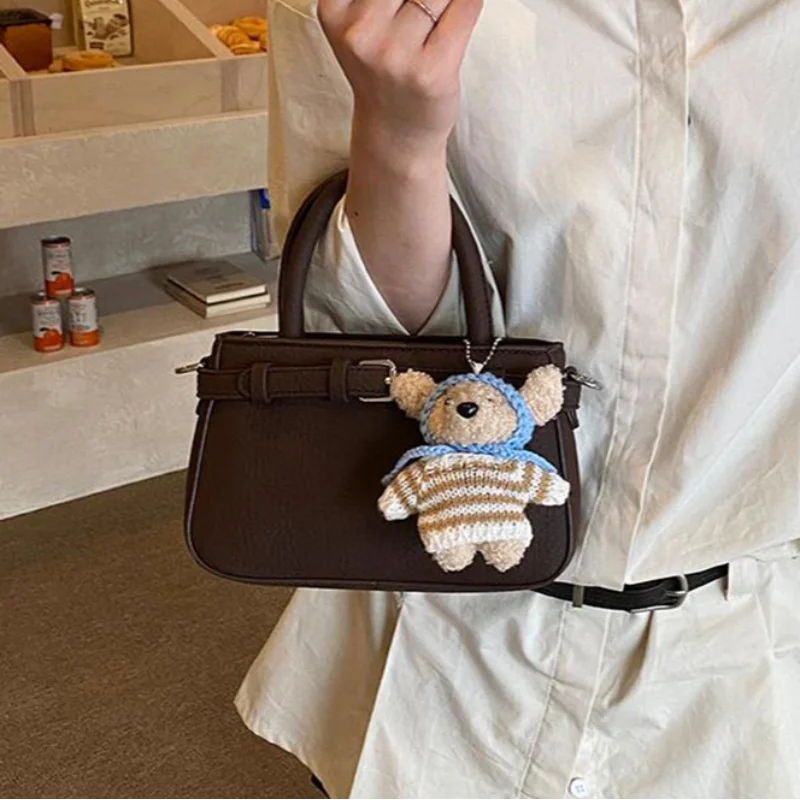 

Корейская брендовая сумка-кроссбоди с узором личи, однотонная, с пряжкой, маленькая квадратная сумка, модная, универсальная, изысканная, на молнии, сумка-тоут