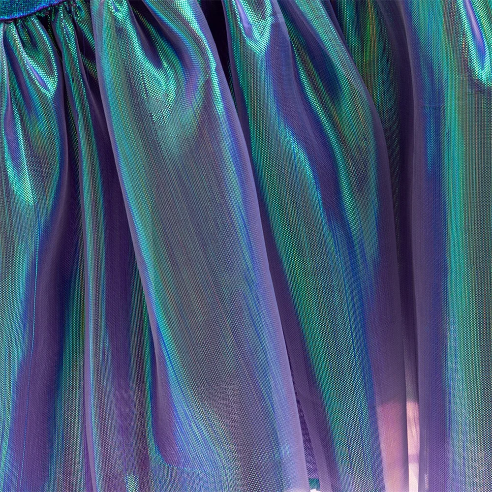 Little Girl Mermaid Ariel Princess Gown Beading Cosplay Dresses Kids Purple Shining Party Dress Young Girls Trumpet New Clothing