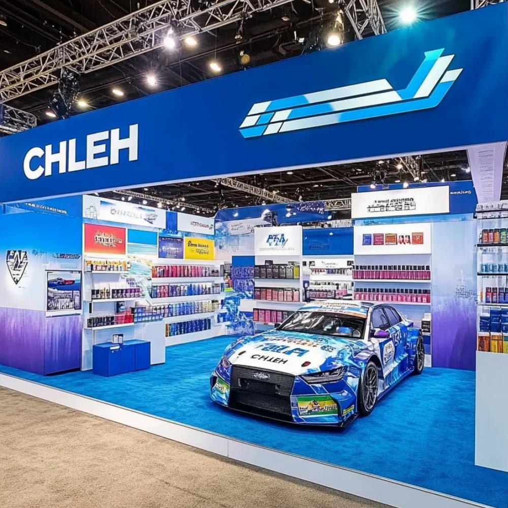 Luminars الإبداعية عرض كبير مخصص لعرض السيارات كشك المعرض شاشة LED وحدات SEG كشك العرض التجاري لعرض SEMA