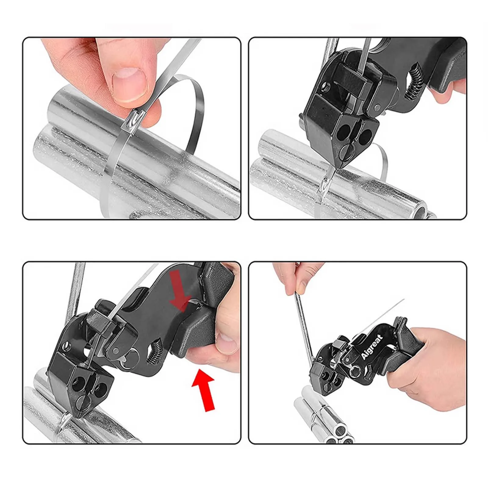 Stainless Steel Cable Tie Pliers - Manual Cutting Tool with Ergonomic Handle for 12mm Ties