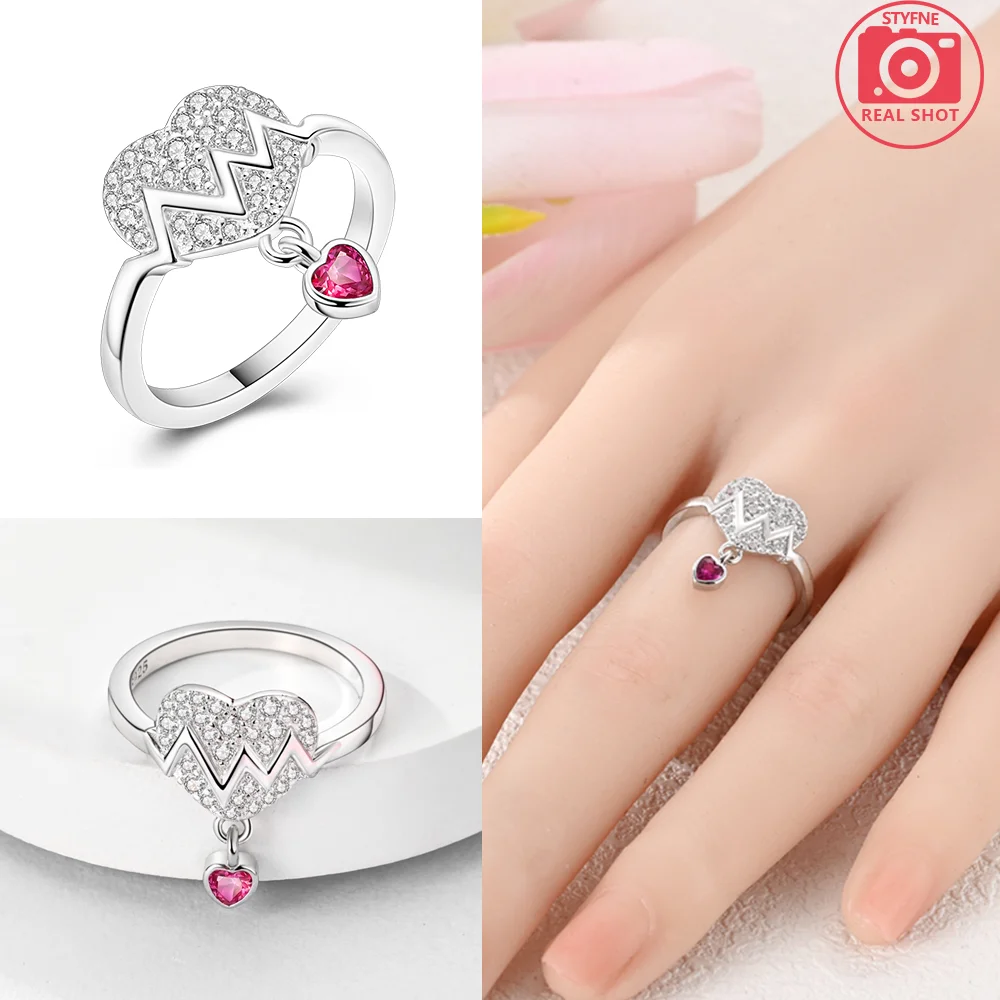 Anillo Original de Plata de Ley 925 con doble banda de onda pulida y elegancia de perlas para mujer, joyería de moda de regalo