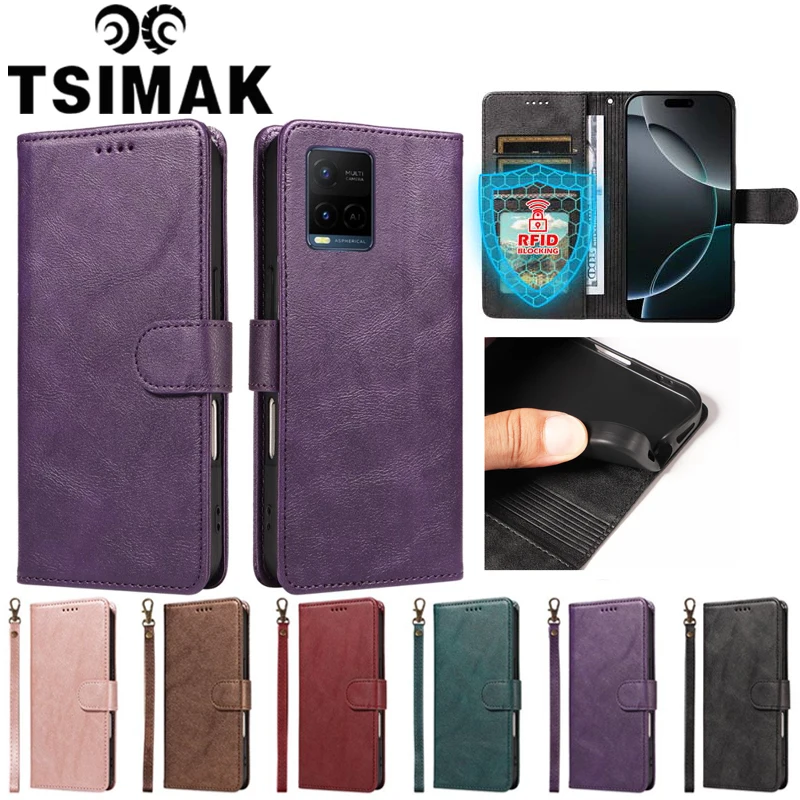 Чехол-кошелек для Vivo Y11 2019 Y15 Y16 Y17 Y20 Y21 Y22 Y35 Y21S Y22S Y33S Y11S Y12S Y20S Y20A, кожаный чехол с RFID-защитой от кражи