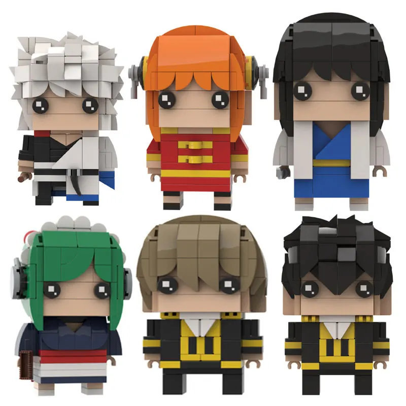 

MOC Cartoon Anime Silver Soul Figures Sakata-Gintoki Kagura Hijikata-Toushirou DIY Bricks Model Building Blocks Kid Toys Gifts