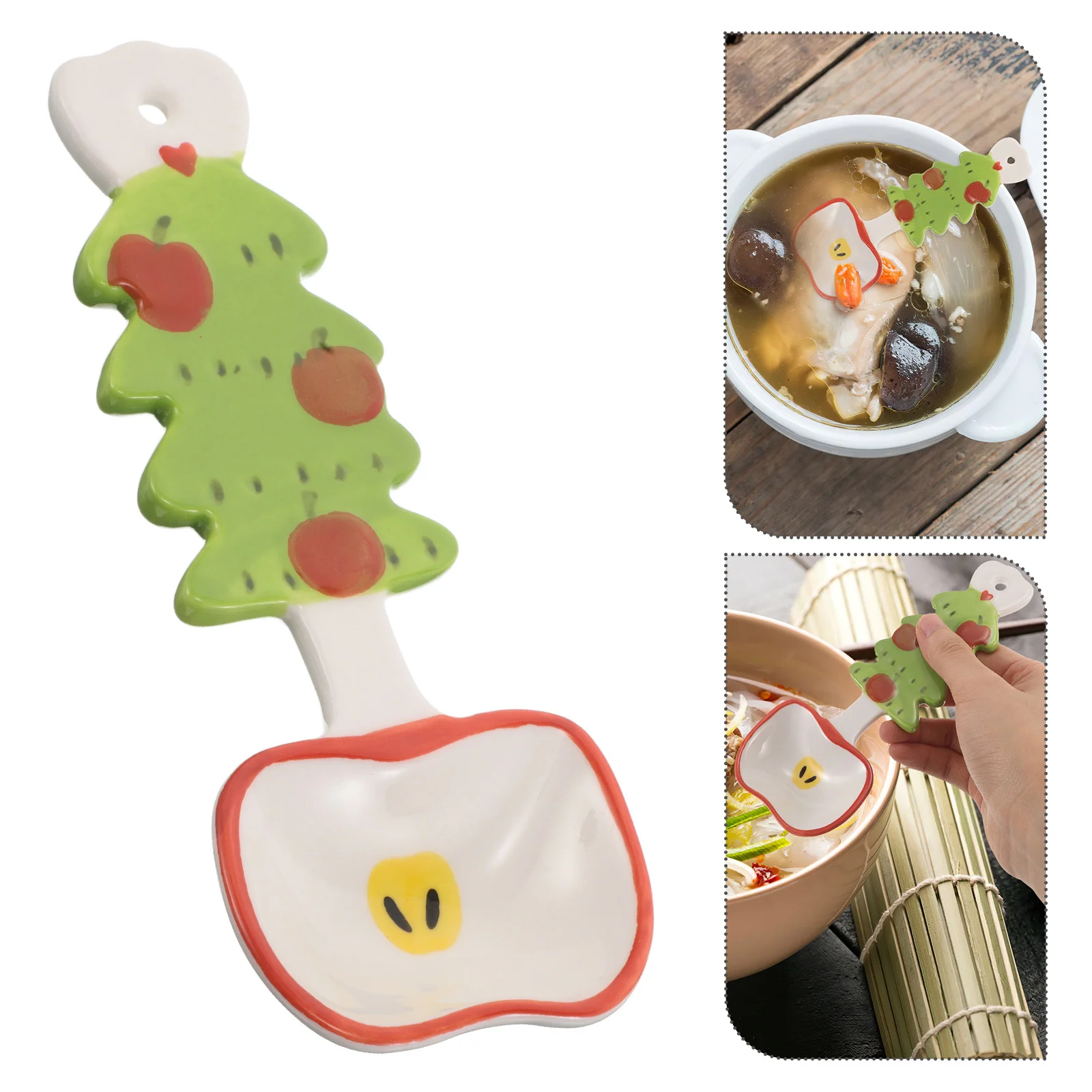 

Christmas Ceramic Soup Spoon Cute Cartoon Design Comfortable Kitchen Asian Ramen Gravy Dumpling Pumpkin Soup Decor