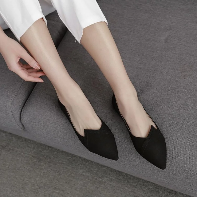 

Women Pointed Toe Flats PU Leather Slip On Shoes Comfort Lightweight Casual Walking Footwear Rubber Sole Shallow Low Top