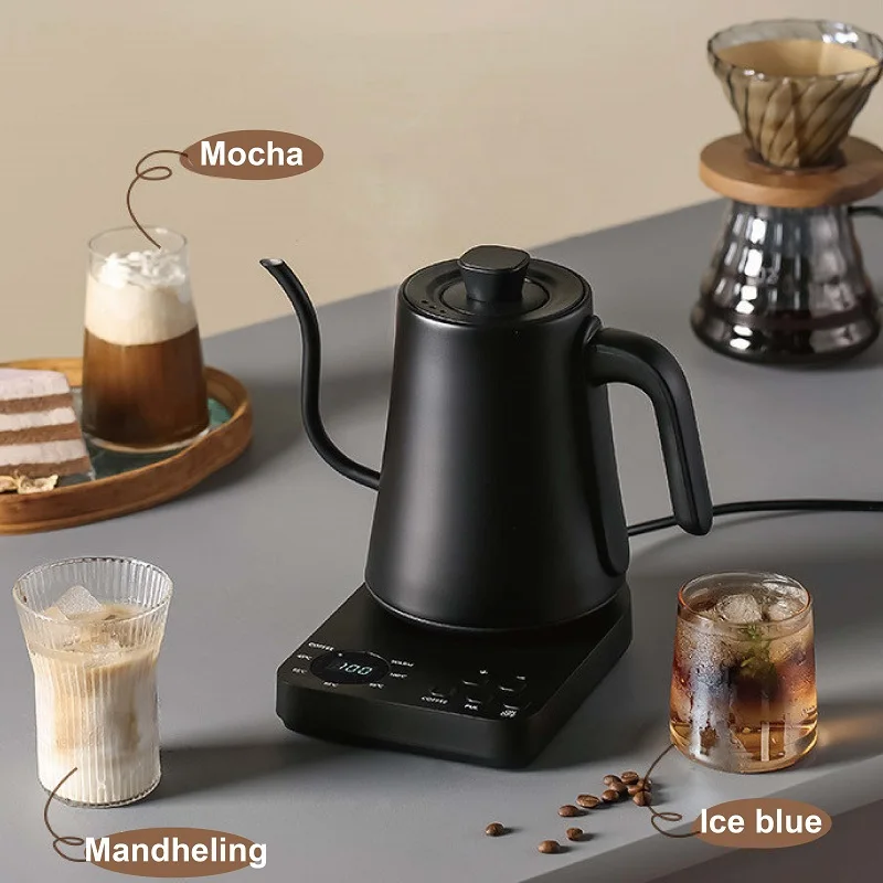 電気グースネックケトル,1l,110v,220v,手作りコーヒーポット,温水器,スマートティーポット