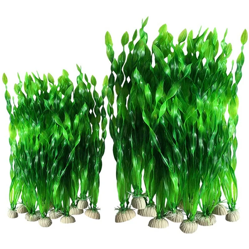 

A59T 20PCS Artificial Decorative Plastic Aquarium Fish Tank Decoration Plastic Plants (20Pcs Green)