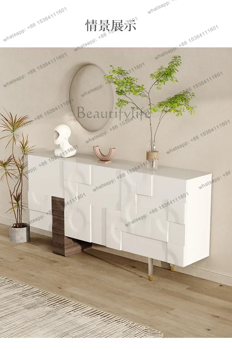 Light Luxury Entrance Cabinet Lobby Solid Wood Sideboard Door Partition Curio Cabinet Large Capacity Locker