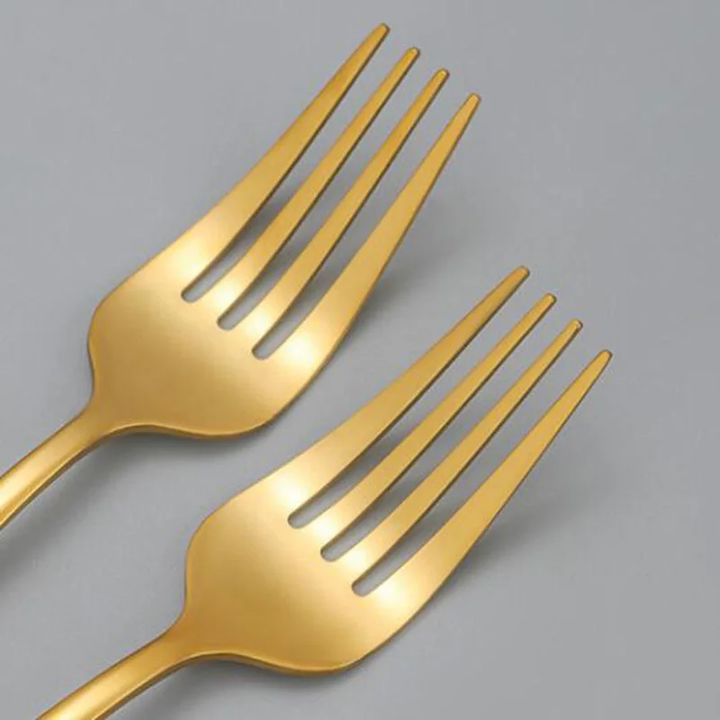 Mirror Golden silver Stainless Steel tableware Cutlery Dinner Dinnerware Children\'s Fork Knife Soup Dessert Ice Spoon fork K5