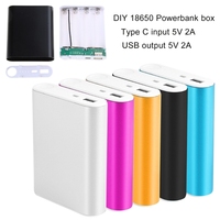 Metal Type C Input DIY 5V 2A USB Output Power Bank Kit Box for Case 4x 18650 Battery Charger for Mobile Cellphone Tablet