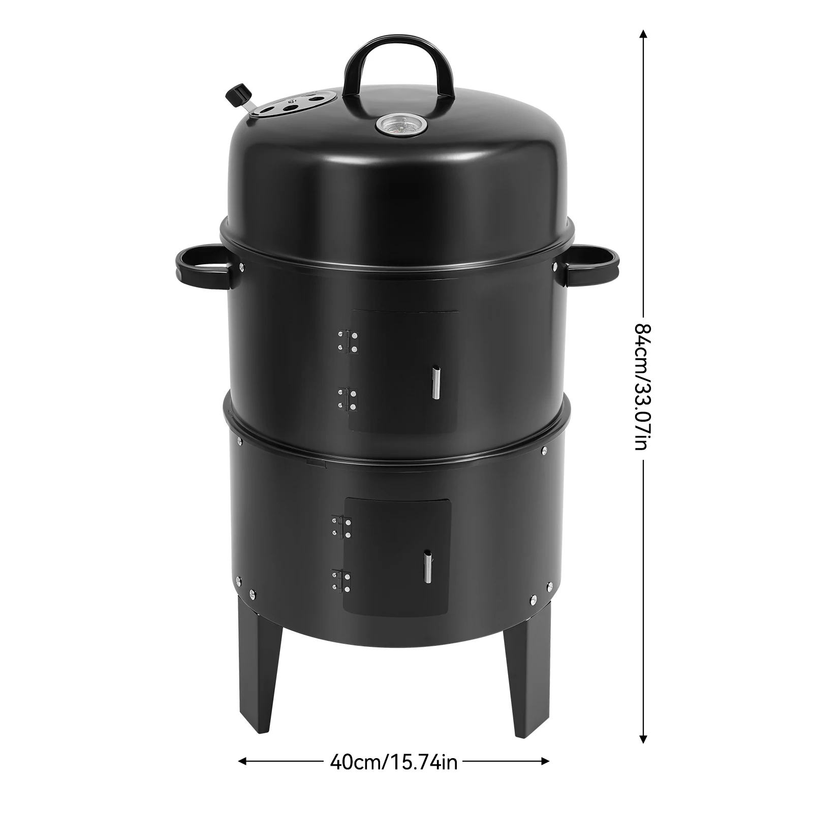 2-Schichtiger Multifunktionaler Räuchergrill 3-in-1 Outdoor BBQ Smoker Leicht zu Transportieren Verchromter Grill für Familienfeiern – Detail 2