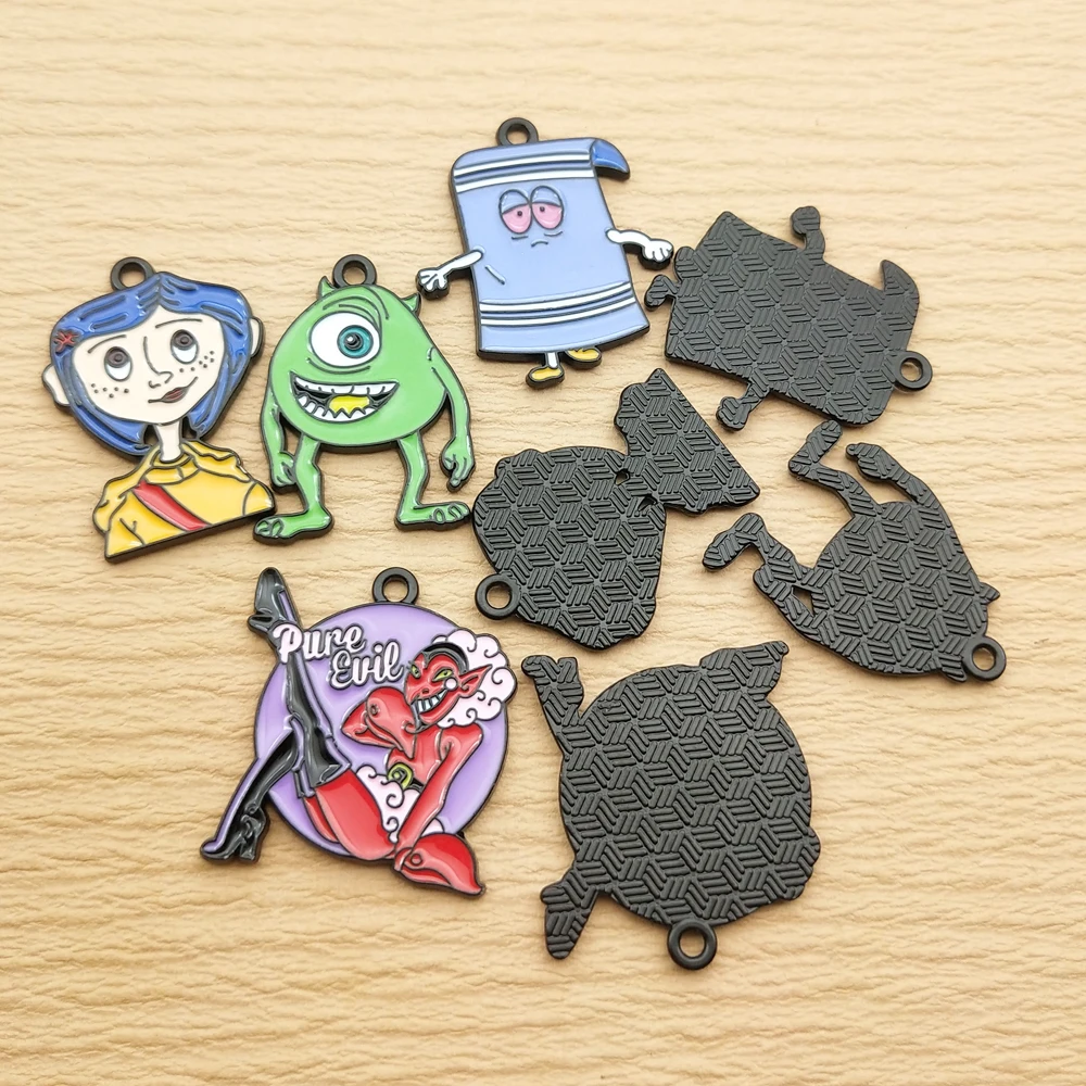 10pcs Cartoon Anime Charm for Jewelry Making Enamel Necklace Bracelet Pendant Diy Accessories Making Alloy Metal Black Plated