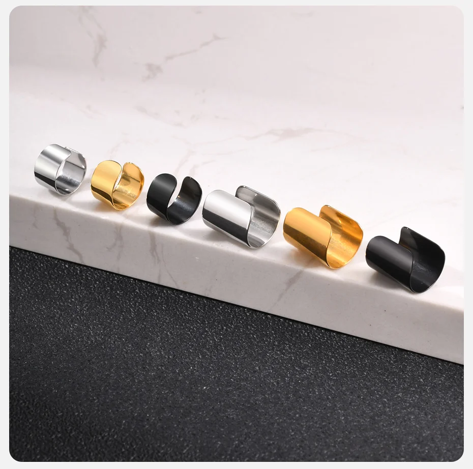 Vnox 6/12mm Breite Polierter Edelstahl Ohrklemme, Nicht-Durchstechende Knorpel-Clip-Ohrringe Ohrschmuck Punk-Geschenke für Männer Frauen – Detail 9