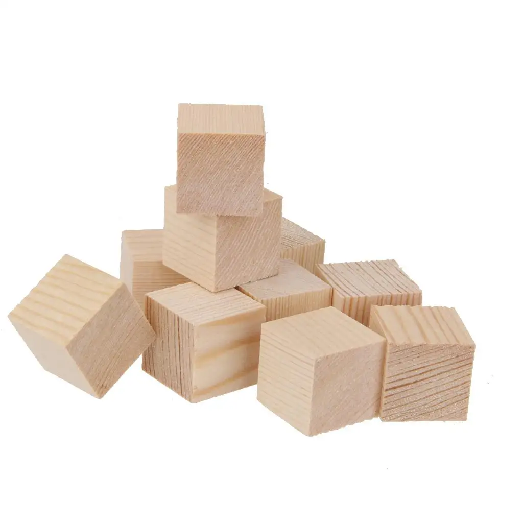 10 Stuks Houten Vierkante Blokjes Houtblok Versieringen Voor Diy Ambacht 25X25X25Mm