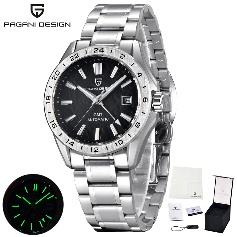 PAGANI DESIGN New Brand Luxury Mechanical Automatic Watch StainlessSteel Waterproof luminous Watch Date WaveDial watches for man