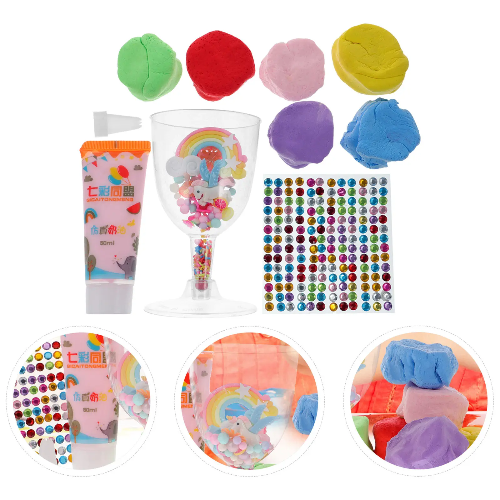 Kit de Argila para Modelagem em Forma de Copo de Sorvete, Material DIY para Artes Manuais Educacionais para Crianças, Brinquedos Feitos à Mão