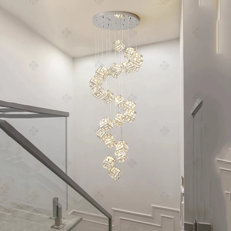 Imagem -02 - Modern Crystal Chandelier For Home Decoration Stair Pendant Lamp Living Room Pendant Lights Iluminação Interior