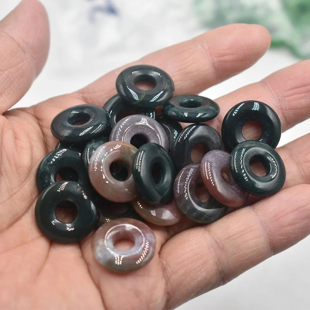 Modische, hochwertige, sortierte Naturstein-Gogo-Donut-Anhänger, Perlen 18mm für Schmuckherstellung, Großhandel 12 Stück/Los, kostenlos. – Detail 11