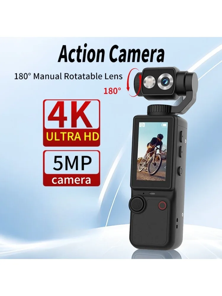 AliExpress RANWOMEN 1080P Pocket Action Camera 2inch LCD Display Screen 16X Digital Zoom 180° Manual Rotatable Lens Vlog Recorder for Bicycle Travel