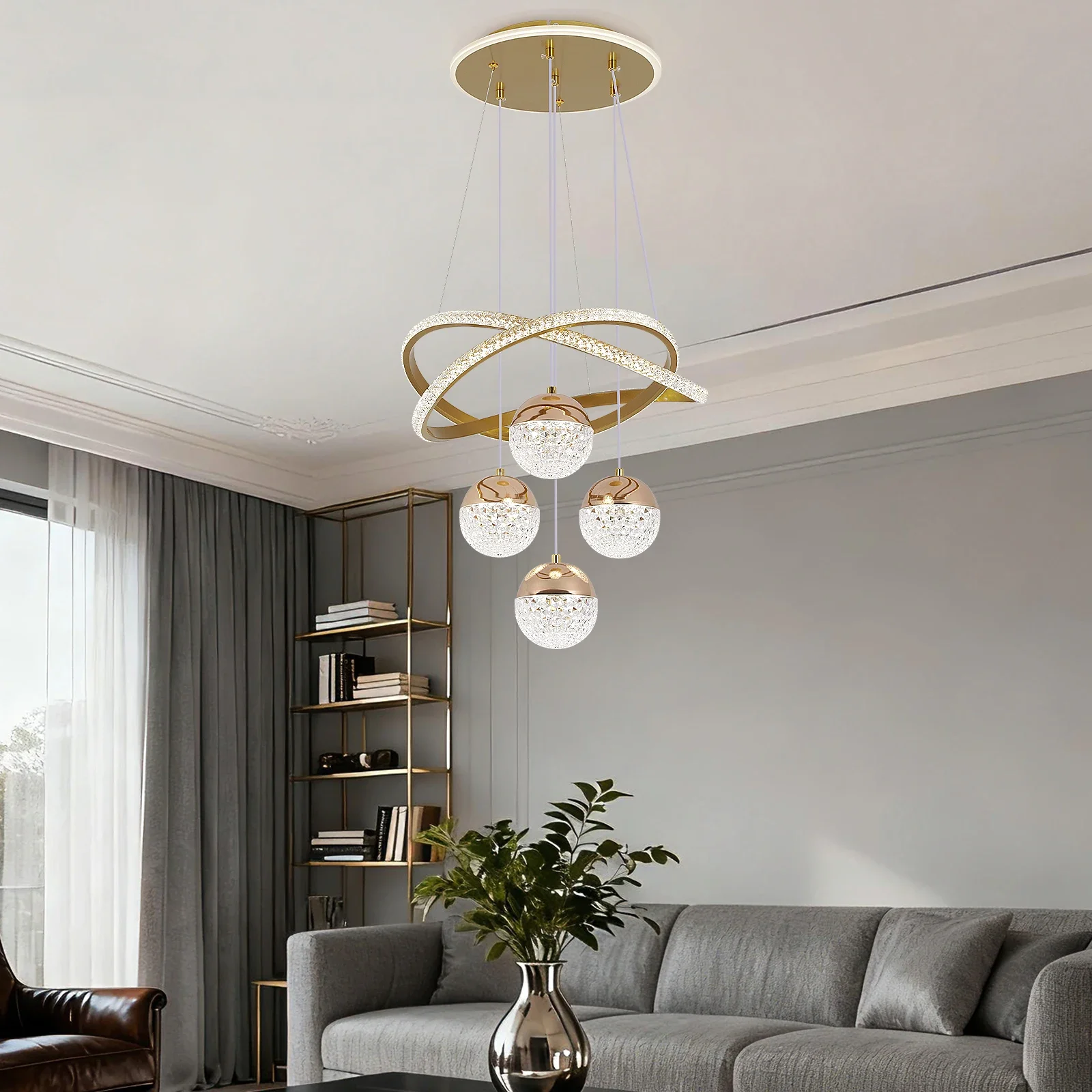 TechHPModern Led Chandelier Lighting Three LED Colors Nordic Restaurant Lighting Living Room