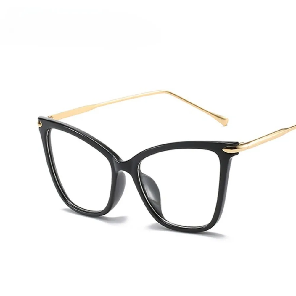 

Women Cat Eye Eyeglasses 2026 New Retro Big Frame Metal Fashion Glasses Anti Blue Light Clear Lens Fake Glasses Daily Outfit