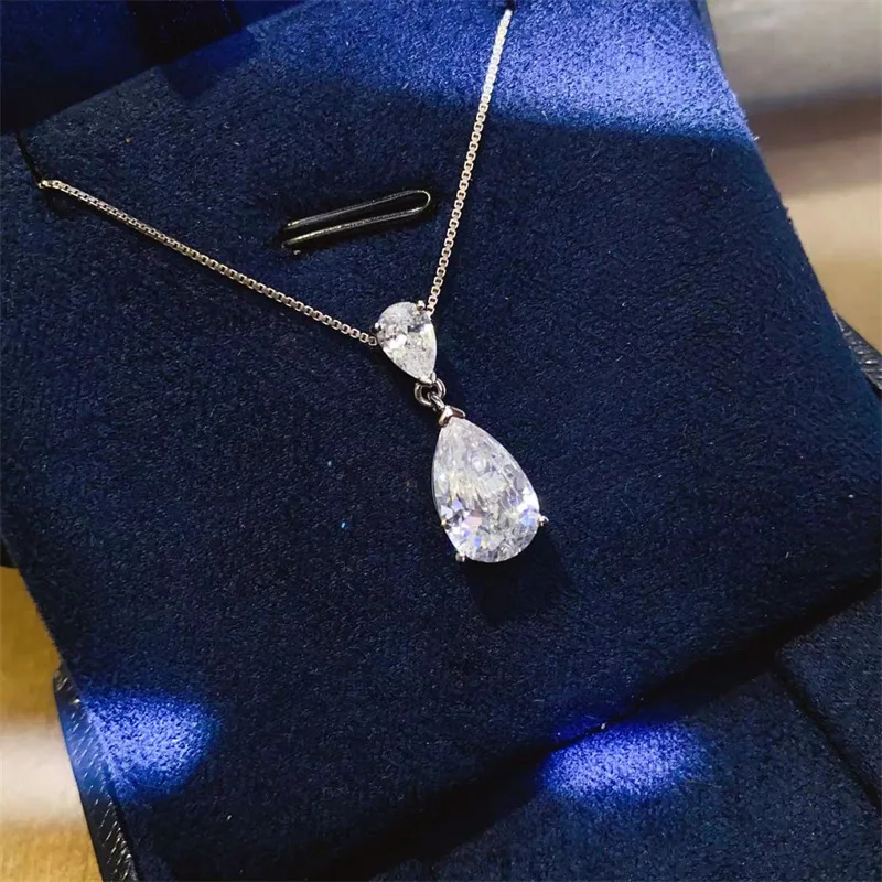 Retro Elegant Moissanite PT950 Platinum 3 Carat Water Drop Micro Inlay Necklace For Women,vintage fine jewelry for mature ladies