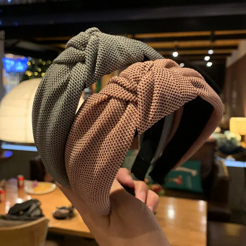 Hochwertiges Stoff-Haarband mit Knoten, breiter Kante, rutschfest, modisches Haar-Accessoire für Damen – Detail 3