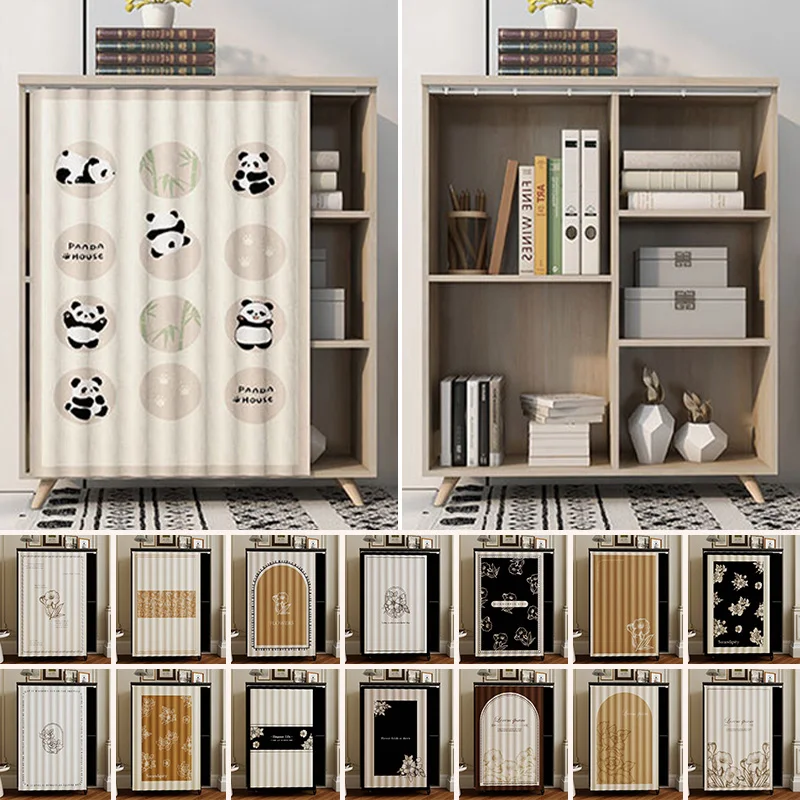Cabinet Curtain, Sliding Track Door Curtain, Wardrobe Cover, Bookcase, Shoe Rack, Dustproof Cloth Curtain for Covering Clutter