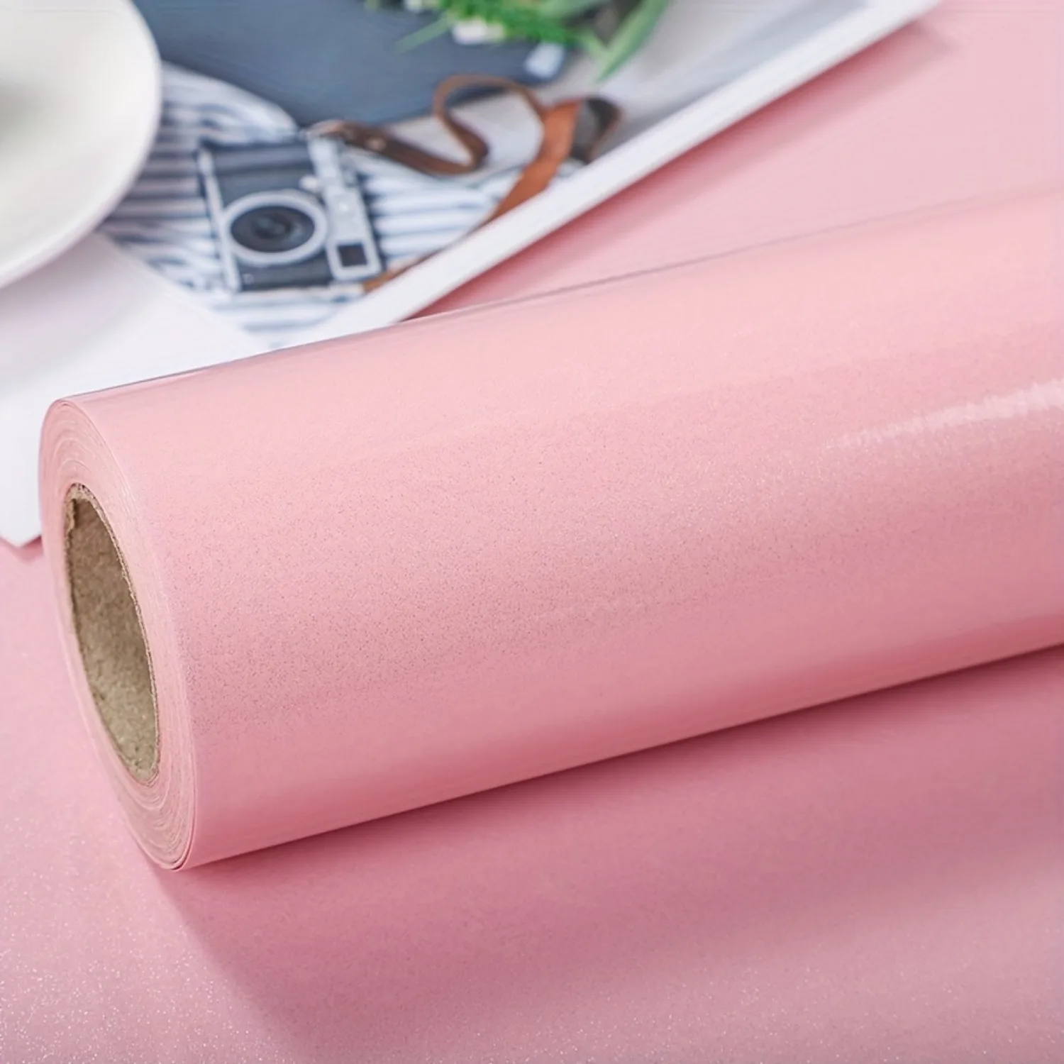 

1 рулон перламутровых розовых мраморных обоев, водостойкая контактная бумага, виниловая самоклеящаяся наклейка для декора, съемная декоративная наклейка