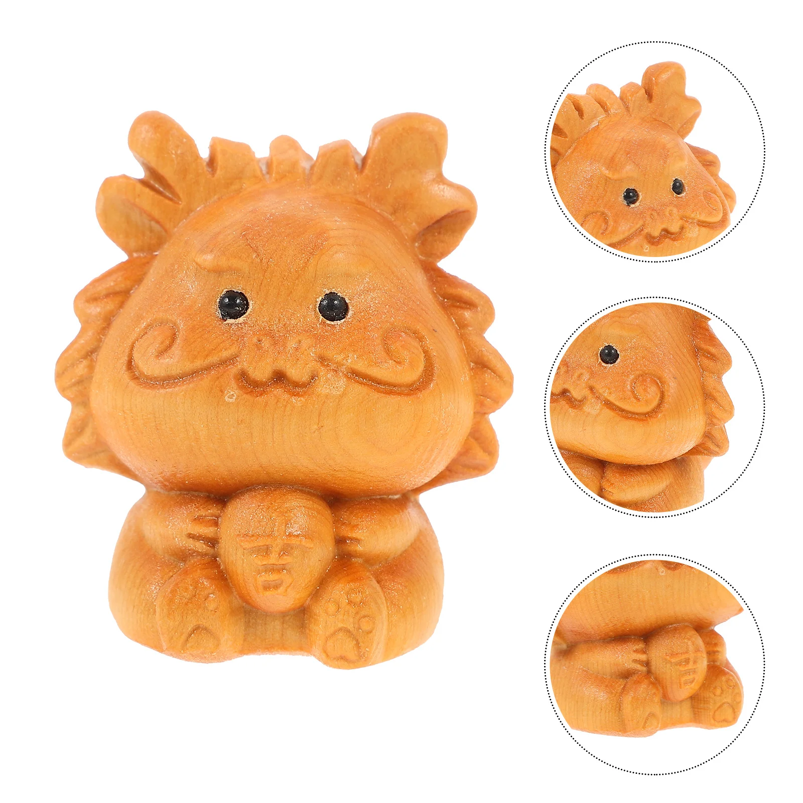 

Wooden Dragon Carved Handicraft Home Office Desktop Decor Small Wood Carving Statue For Tabletop Car Interior Decoration