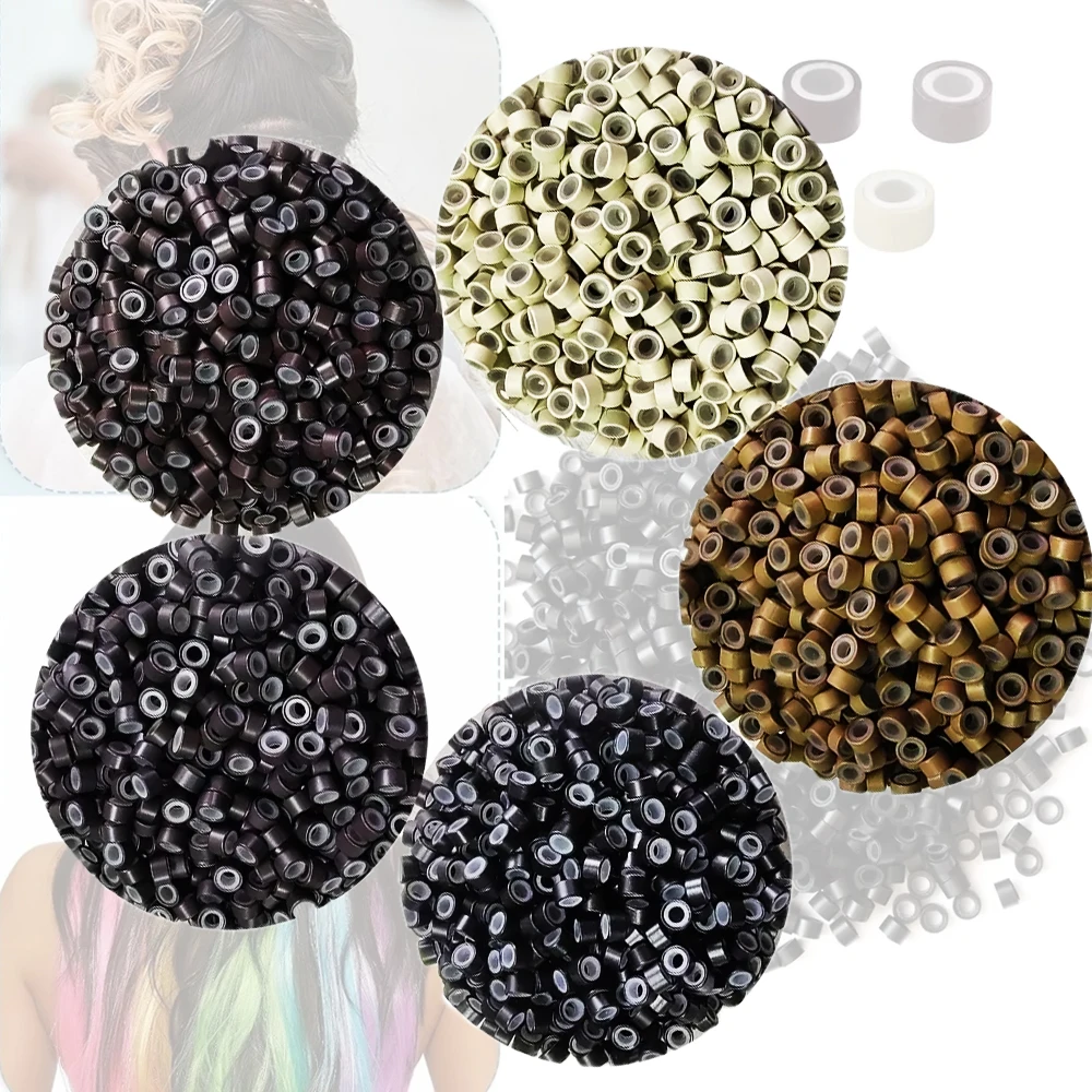 

VADES 250Pcs Micro Silicone Lined Rings/Links/Beads MICRO Ring Link Crimp Beads Hair Extensions Tools