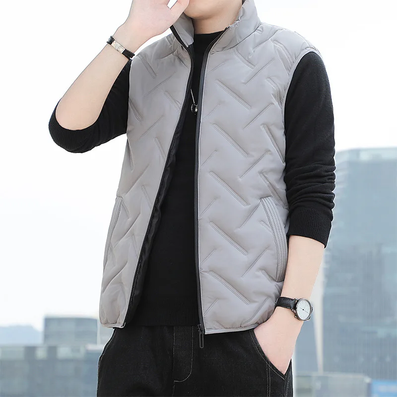 

Winter Men's Thickened Standing Collar Vest Warm Sports Casual Waistcoat Solid Color Plus Size Slim Fit Handsome Sleeveless Vest