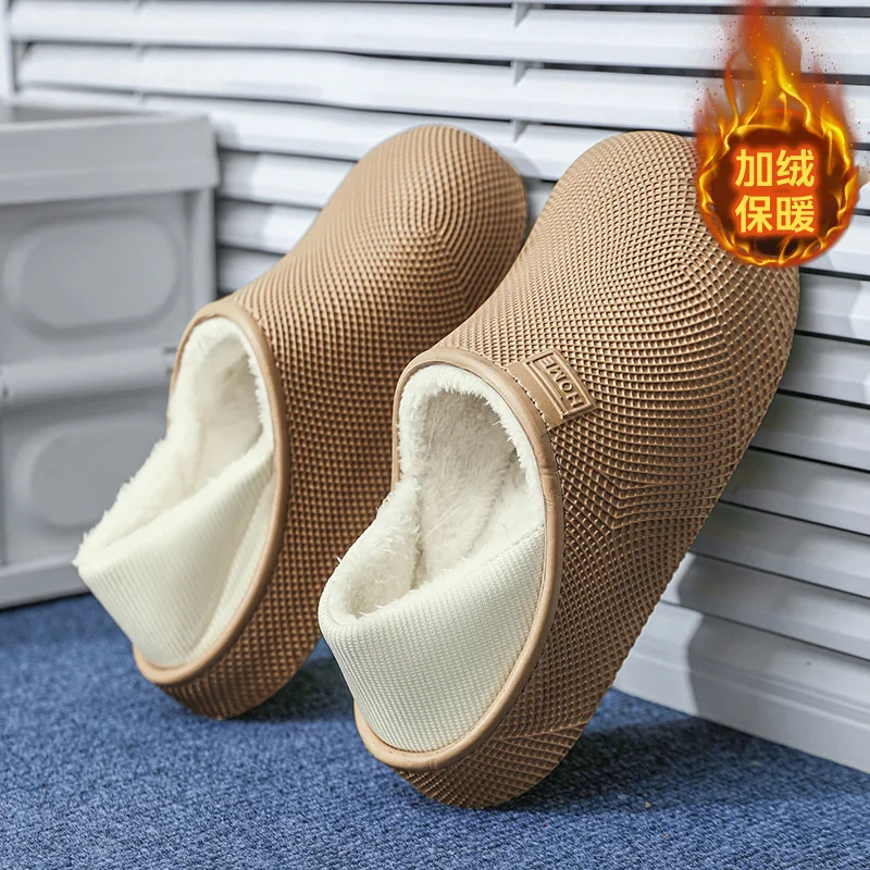 Winter new anti cold warm cotton slippers Boken Baotou cotton shoes couple's home and outdoor casual plush slippers snow shoes