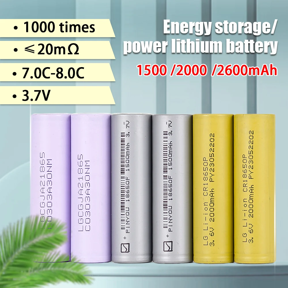 

New Original 18650 Battery Li-ion Rechargable Battery 1500/2000/2600mAh Solar Power Energy Storage Lithium ion 3.7V Battery