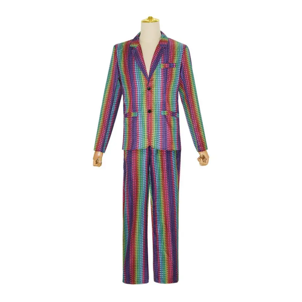 Halloween Cosplay Anzug Regenbogen Plaid iny Silber Gold Bühne Performance Nachtclub Cooles Damen Ethnisches Kostüm Winter 2023