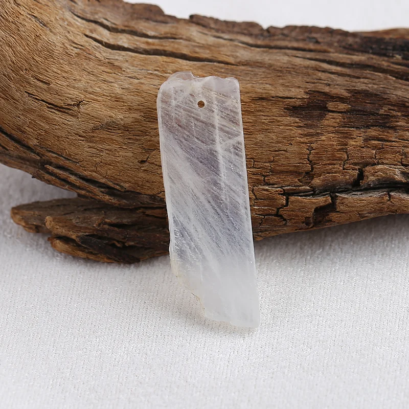 Natural Drusy White Quartz Long Strip Pendant Beads for Jewelry Making, Handmade Natural stones beads