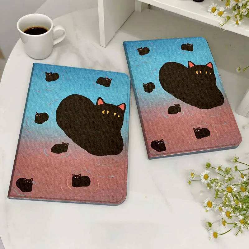 

Cartoon Black Cat Art Case For Honor MagicPad MatePad M5 8 9 2 3 10 12 X V7 V8 X8 X9 V9 GT X9a GT2 S Air Pro Tablet